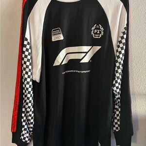 Formula 1 Racing Division Est 1950 Long Sleeve Shirt L/XL Black White Checkered